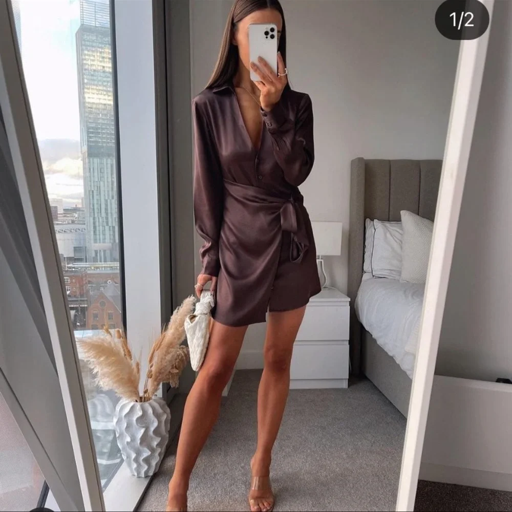 Zara satin effect dress